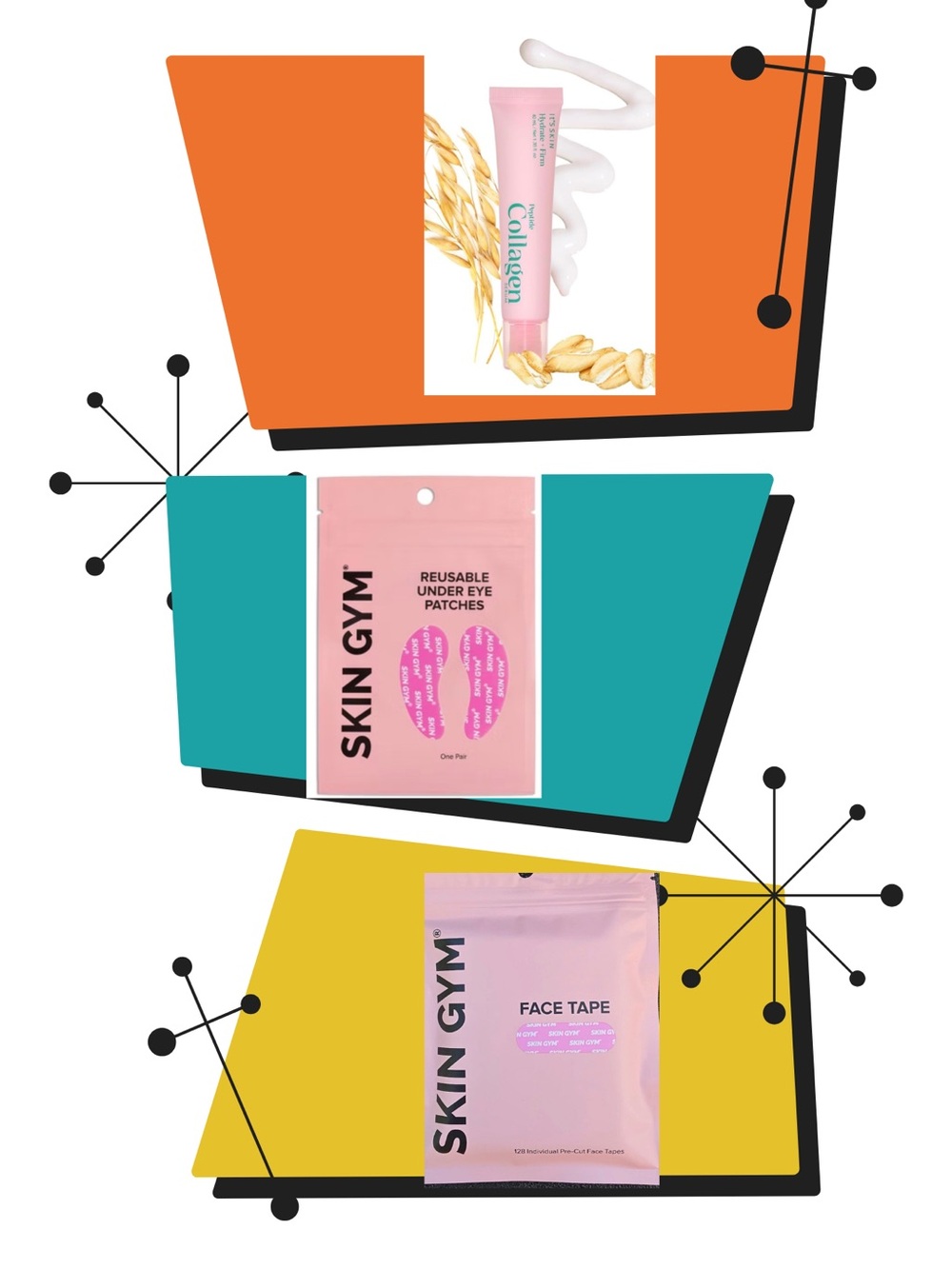 Skin gym reusable eye patches, 128 face tape and it’s skin collagen peptide